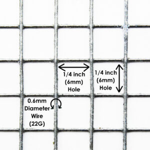 1/4″(6mm) Hole x 23 Gauge Galvanised Welded Mesh