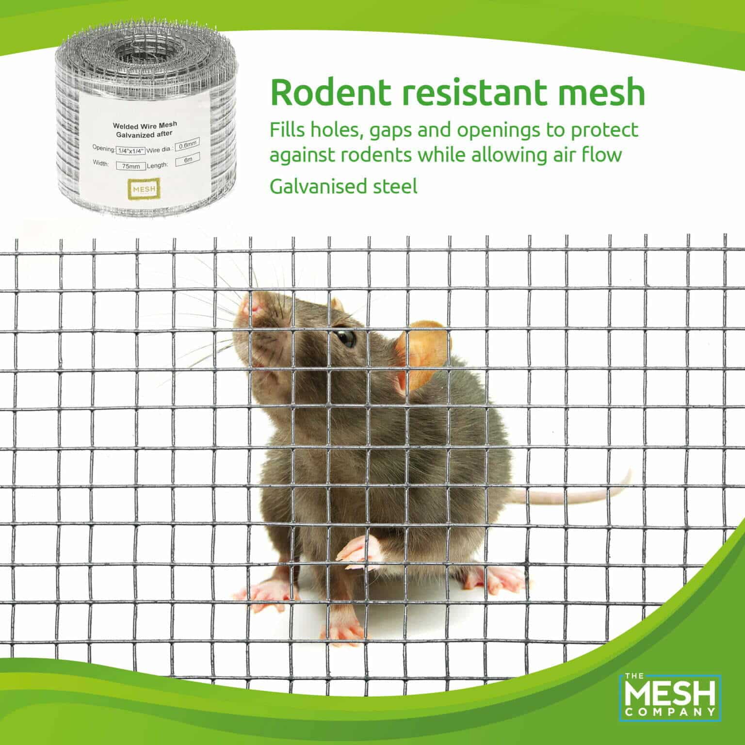 RatMesh | Rat Proof Wire Mesh (1/4" Galvanised Welded Mesh) - The Mesh ...