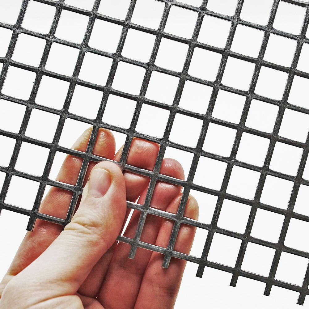 10mm Square Hole Perforated Steel Galvanised Mesh Panels - 12mm Pitch -  1.5mm Thick - The Mesh Company