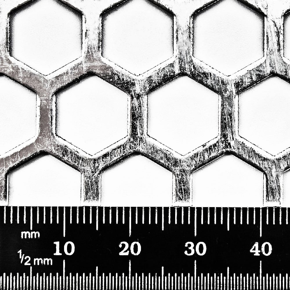 Galvanised Steel 11mm Hexagon Perforated Mesh x 14mm Pitch x 1mm Thick Image