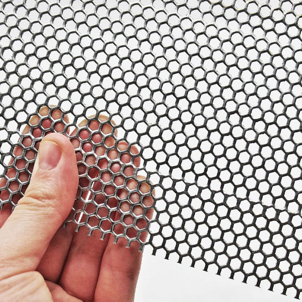 https://themeshcompany.com/wp-content/uploads/2022/12/Galvanised-Steel-3.5mm-Hex-Hole-Perforated-Mesh-x-4.5mm-Pitch-x-1mm-Thick-Image-4.jpg