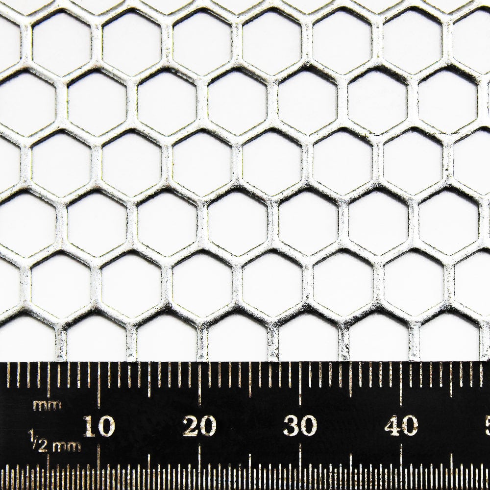 6mm Hexagonal Hole Galvanised Steel Perforated Decorative Mesh - 6.7mm  Pitch - 1mm Thick - The Mesh Company