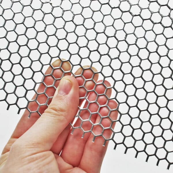 Galvanised Steel 6mm Hex Hole Perforated Mesh x 6.7mm Pitch x 1mm Thick Image