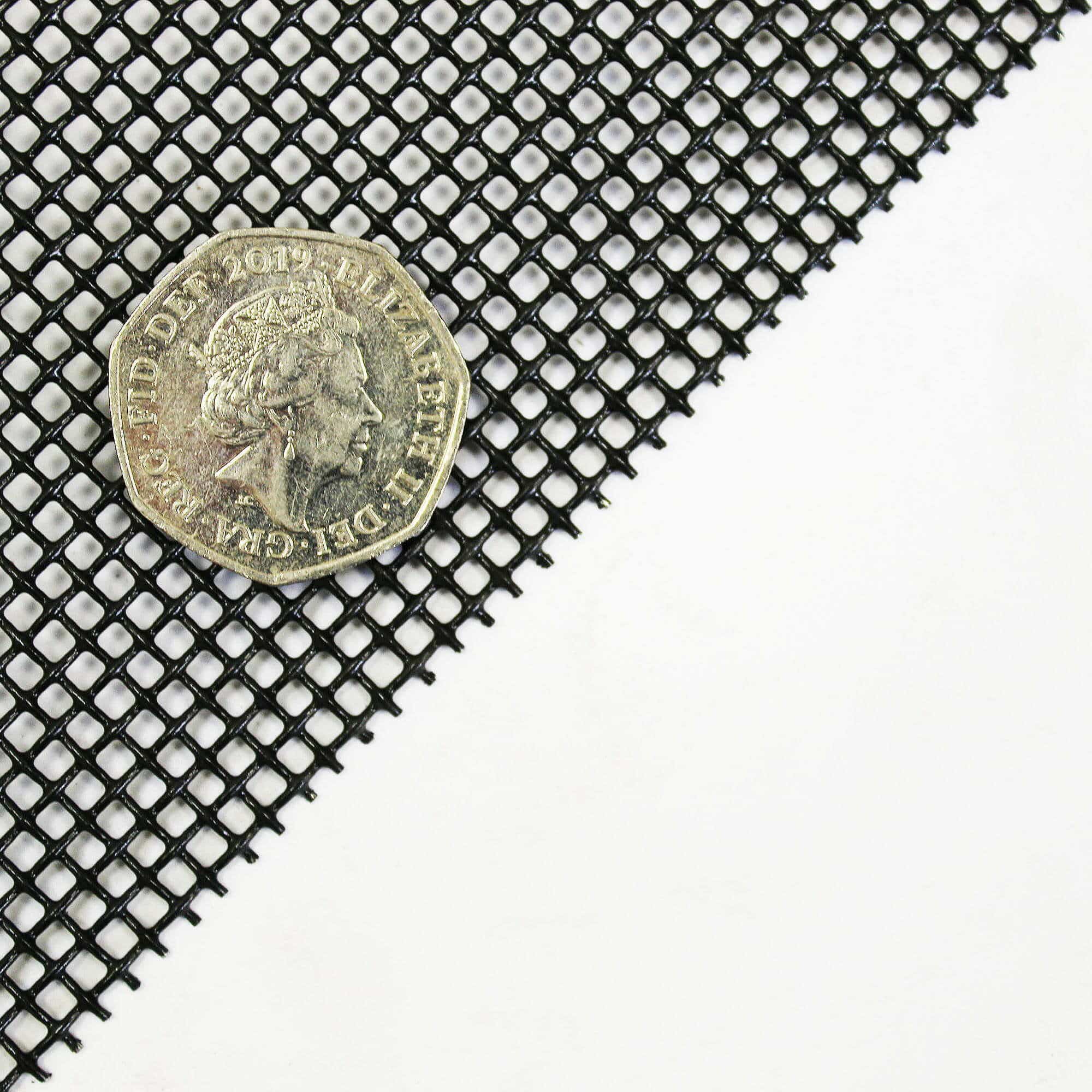 2.48mm Hole Epoxy Coated Black Metal Mesh - 0.7mm Wire - 8 LPI