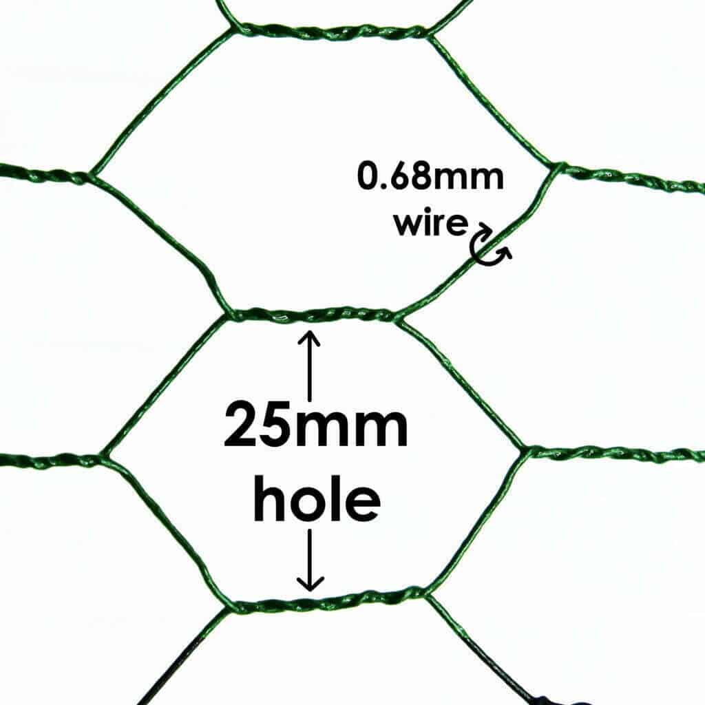 25mm green pvc chicken wire garden netting