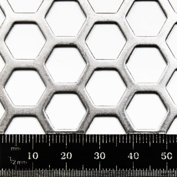 Mild Steel 11mm Hex Hole Perforated Mesh x 14mm Pitch x 1mm Thick Image