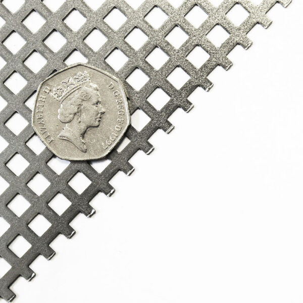 3mm Square Hole Mild Steel Perforated Mesh Sheet Metal - 5mm Pitch - 1mm Thick