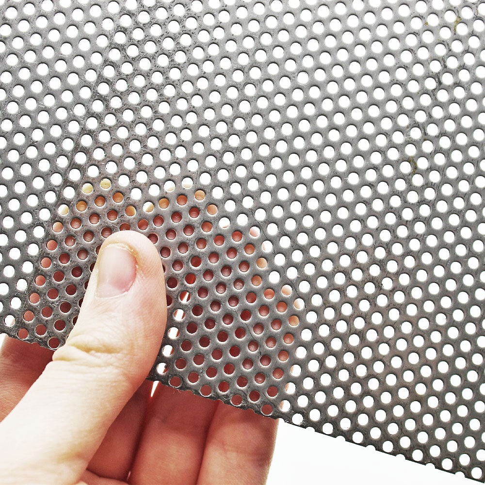 weefgetouw Uitbarsten ventilator 2mm Round Hole Perforated Stainless Steel Mesh Sheet - 3.5mm Pitch - 1mm  Thick - The Mesh Company