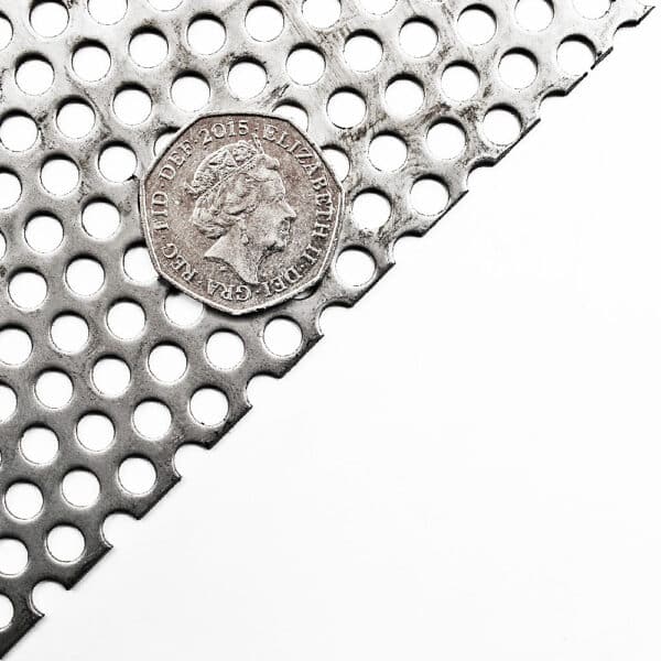 Stainless Steel 304 5mm Round Hole Perforated Mesh x 8mm Pitch x 1mm Thick Image