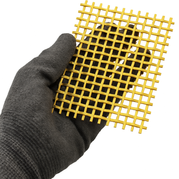 Woven Brass Coloured Anodised Aluminium | 5mm Aperture Lattice Weave 2
