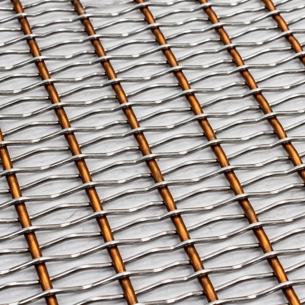 Copper and Stainless Steel 304 6mm x 2.2mm Rectangle Hole x 2.5mm Wire Thickness Woven Mesh